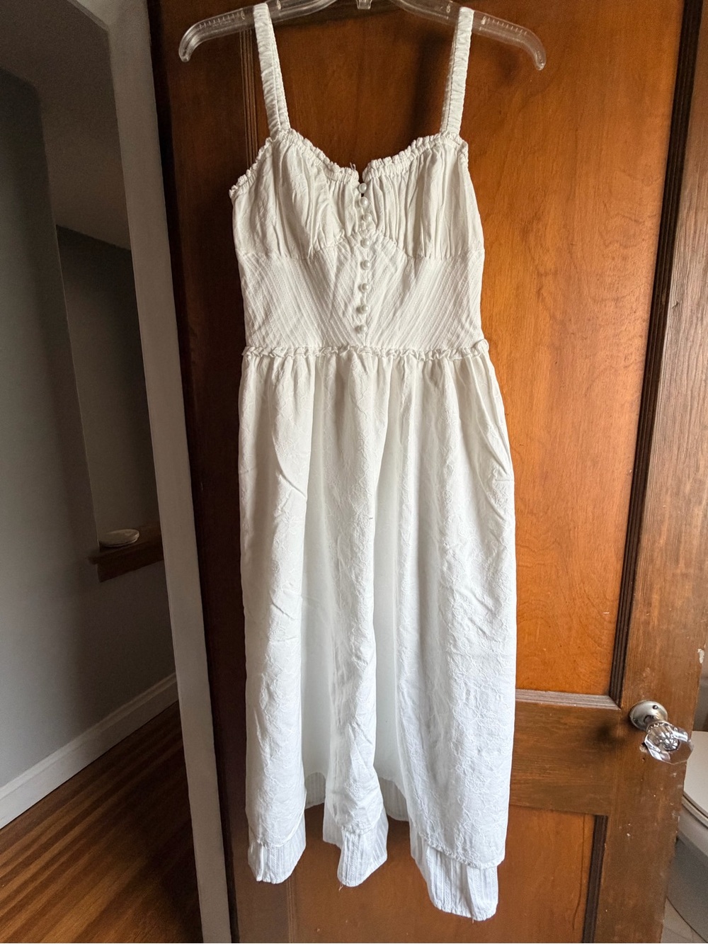 Commense White Button-Front Midi Dress
